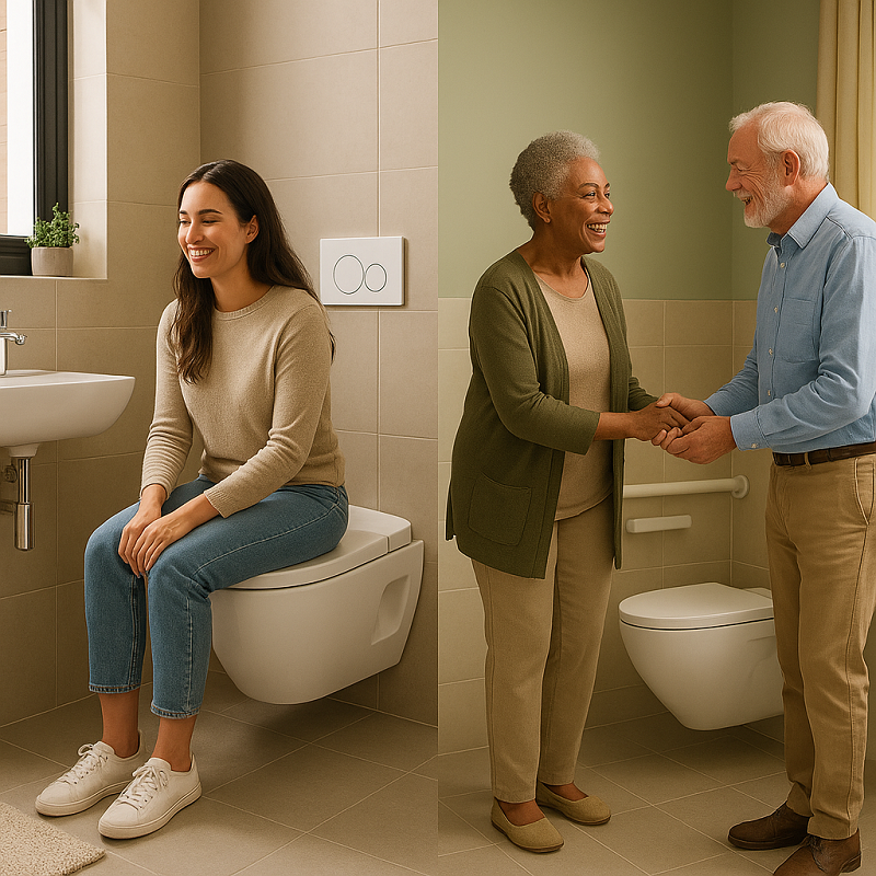 The installation and usage scenarios of wall-hung toilets in real-world user environments, such as urban apartments or nursing homes